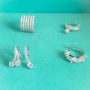 Piercing Trio Cravejado Banhado no Ródio Branco