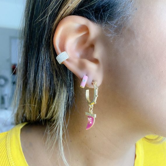 Piercing Aberto Cravejado Banhado em Ouro