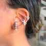Brinco Ear Hook Rosa em Ródio Branco