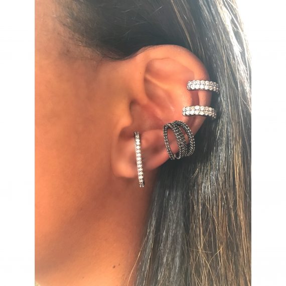 Piercing Falso Vazadinho Zirconias em Ródio Negro