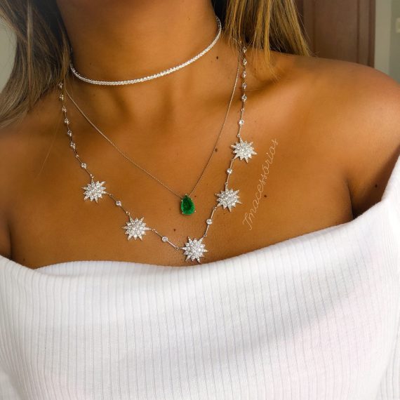 Colar Estrelas “Coleção TrendStyle” de Zirconias no Ródio Branco