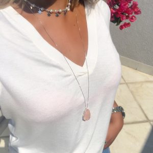 Colar Choker Pérolas And Star New em Ródio Branco