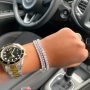 Pulseira Luxo Riviera Retangular Navetes Cristais Banhado em Ródio Branco