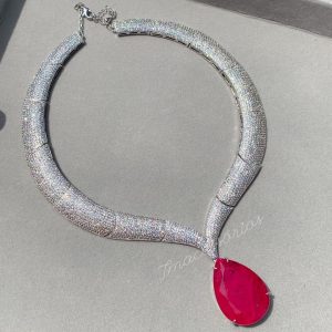 Colar Luxo Cravejado Gota Rubelita Fusion 