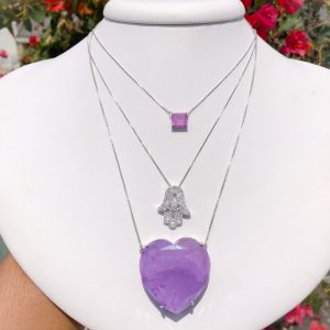 Colar Quadradinho Fúcsia Fusion “New Collection Color Block” em Ródio Branco(Compra válida somente para promoção de mimos)