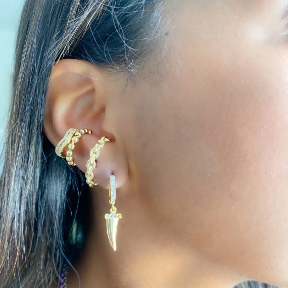 Brinco Ear Hook Elos Banhado em Ouro