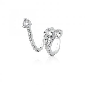 Piercing Trio Cravejado Banhado no Ródio Branco