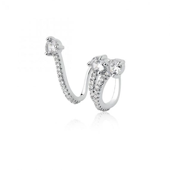 Piercing Trio Cravejado Banhado no Ródio Branco
