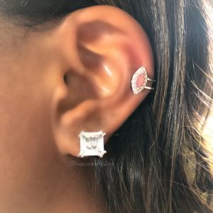 Piercing Fake Losango Vermelho Rubi Ice Cravejado Ródio Branco(Compra válida somente para promoção de mimos)