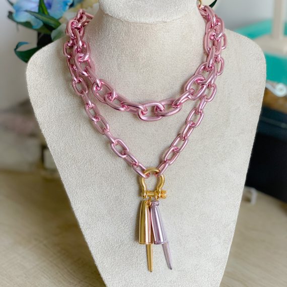Pingente Tampa Dourada Versátil Coleção Pink Chain
