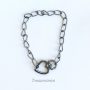 Colar Choker Elos Finos Pingente Coração Banhado em Ródio Negro