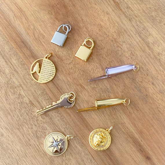 Pingente Cadeado Ródio Branco Inspired Coleção Pink Chain