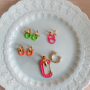 Argola Pingente Ferradura Laranja Neon Coleção Neon Chain Banhado em Ouro