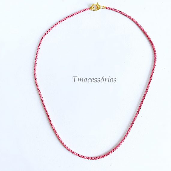 Colar Malha Veneziana Colorida Banhado em Ouro