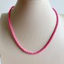 Colar Veneziana Rosa Neon Quadradinha Esmaltada Banhado em Ouro