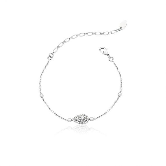 Pulseira Gota Malha Cravejado com Zirconias Brancas