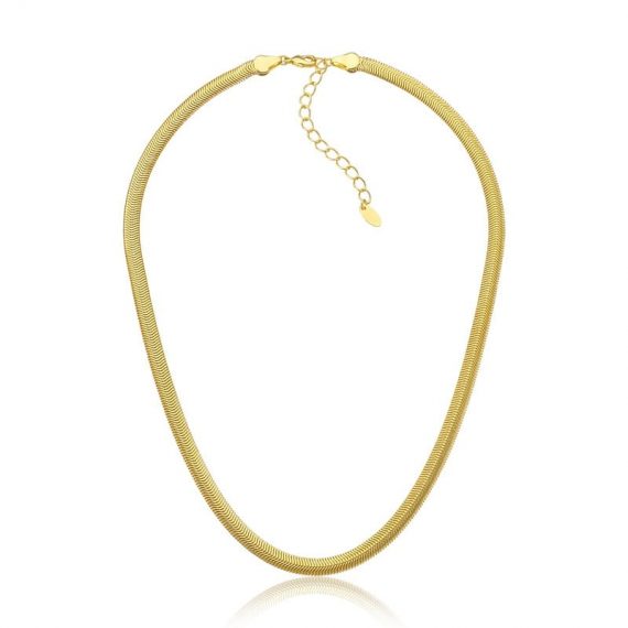 Colar Choker Malha Flexível Rabo de Rato Banhado em Ouro