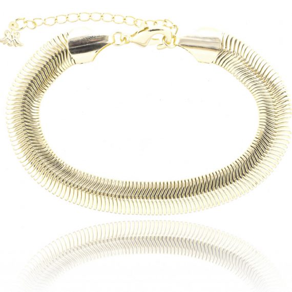 Pulseira Maleável Rabo de Rato Banhado em Ouro
