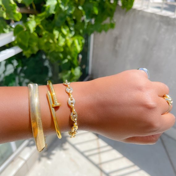 Pulseira Maleável Rabo de Rato Banhado em Ouro