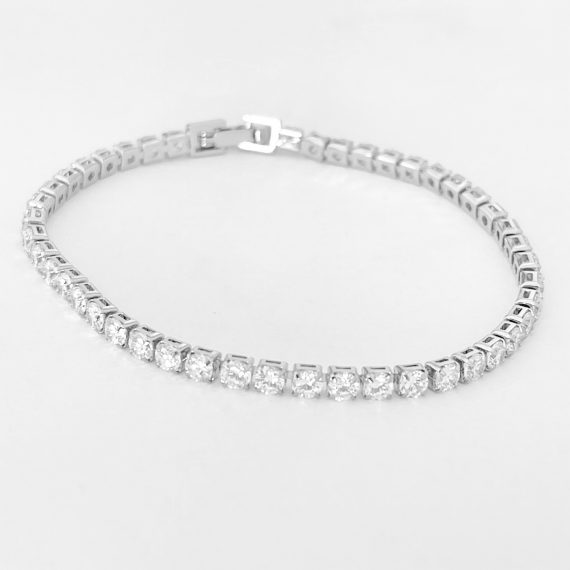 Pulseira Riviera 2mm Cristal Prata 925