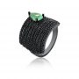 Anel Cravejado Black Gota Greenery Fusion em Ródio Negro