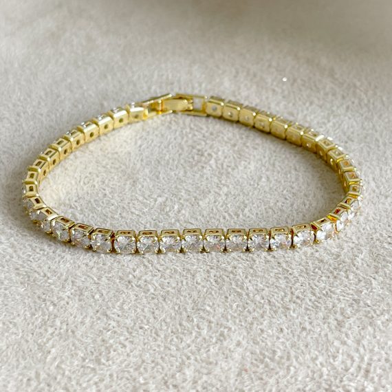 Pulseira Riviera Cristal Banhado em Ouro