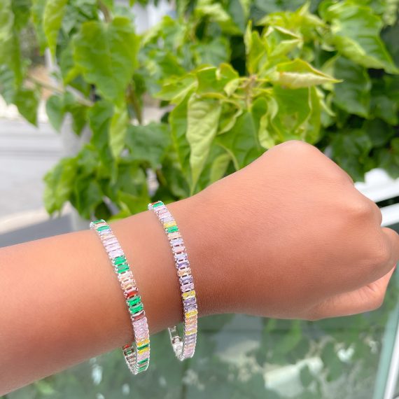 Pulseira Riviera Rainbow Banhado em Ródio Branco