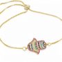 Pulseira Mão de Fatima Rainbow Banhado em Ouro