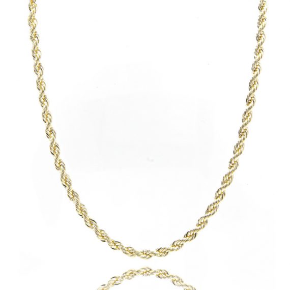 Colar Baiano 2mm com 45cm Banhado em Ouro