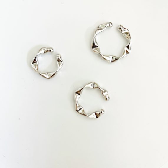 Brinco Piercing Trio Juliette Banhado em Ródio Branco