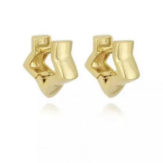 Argola Lisa Star Tubo Banhado em Ouro