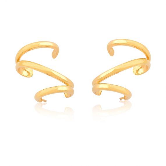 Brinco Piercing Elos Liso Banhado em Ouro