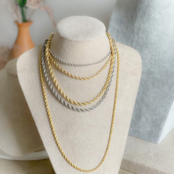 Colar Baiano 2mm com 50cm Banhado em Ouro