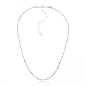 Colar Choker Baiano 3mm com 35cm Banhado em Rodio Branco