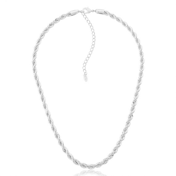 Colar Baiano 5mm com 45cm Banhado em Ródio Branco