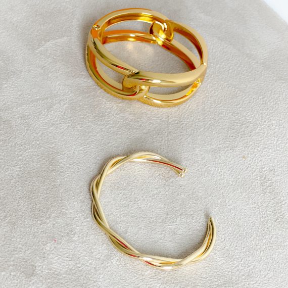 Bracelete Torcido Aberto New Collection Banhado em Ouro