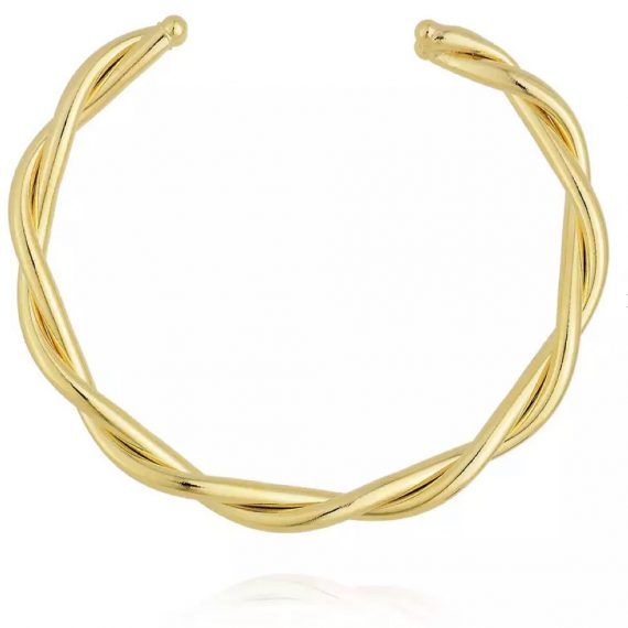 Bracelete Torcido Aberto New Collection Banhado em Ouro