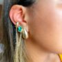 Brinco Earline Gotinha Esmeralda Banhado em Ouro