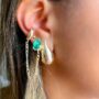 Brinco Earline Gotinha Esmeralda Banhado em Ouro