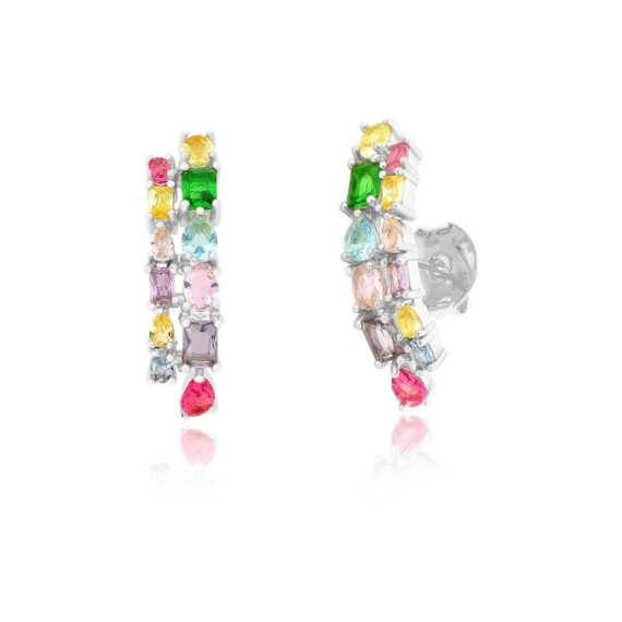 Brinco Ear Hook Colors em Rodio Branco