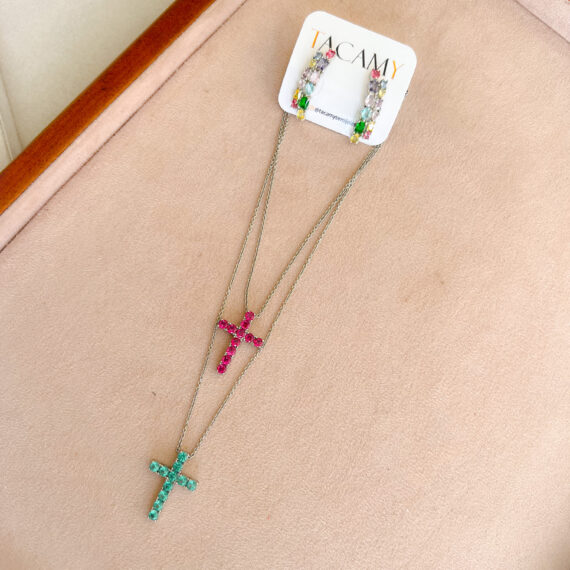 Brinco Ear Hook Colors em Rodio Branco
