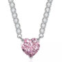 Colar Choker Riviera Coração Light Pink Cravejado em Rodio Branco