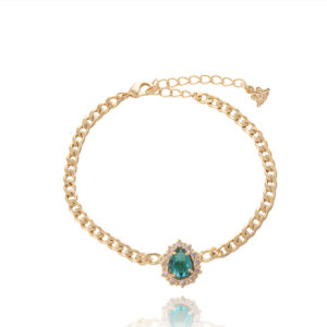 Pulseira Gotinha Esmeralda Elos Coleção France Banhado em Ouro
