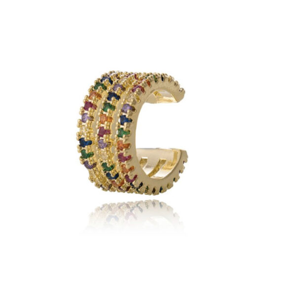 Piercing Cravação Tripla Colors Glamour Banhado em Ouro