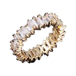 Anel Aliança Baguete Navetes Estilhaços Banhado em Ouro