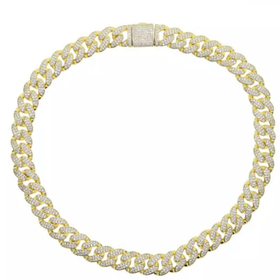 Colar Choker Elos Corrente Cravejado Banhado em Ouro