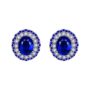 Brinco Oval Safira Cristal Detalhes Cravejado em Prata 925
