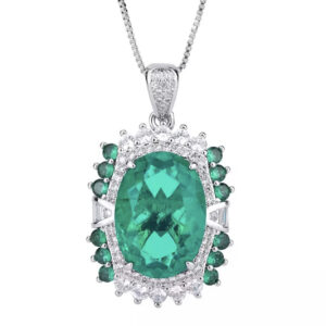 Colar Detalhado Quadrado Esmeralda Tradicional Fusion Banhado em Prata 925