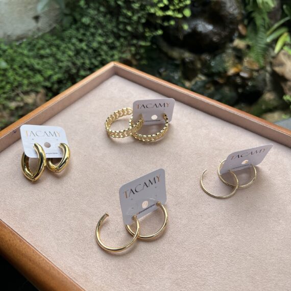 Argola Lisa Tubo M 3mm Banhado em Ouro