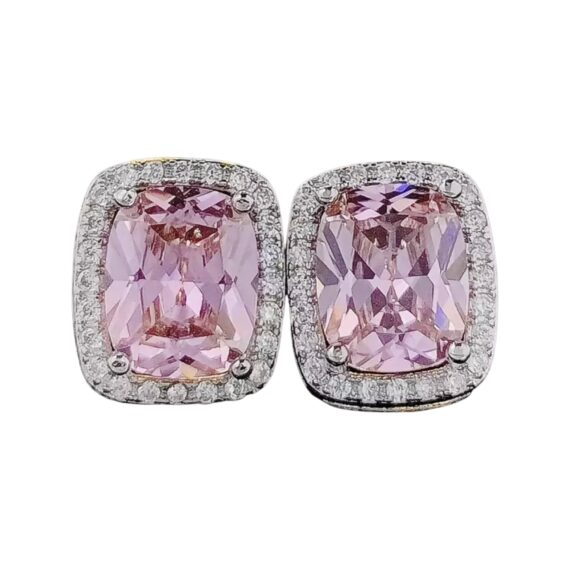 Conjunto Quadradinho Light Pink Cristal Em Prata 925